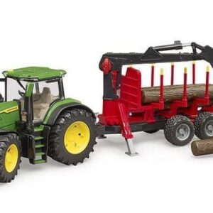 Ciągnik John Deere 7R 350 z przyczepą do przewozu drzewa